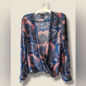 EUC Ann Taylor V-neck Faux Wrap Top